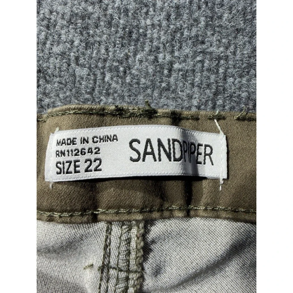Sandpiper Mens Olive Green Cargo Pants Multi Pocket Utility Trousers Size 22